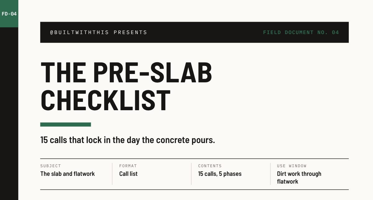 The Pre-Slab Checklist cover